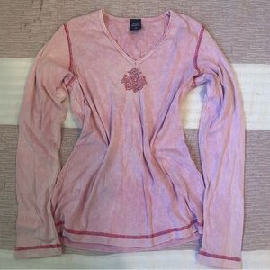 Y2K pink long sleeve with small bedazzled design